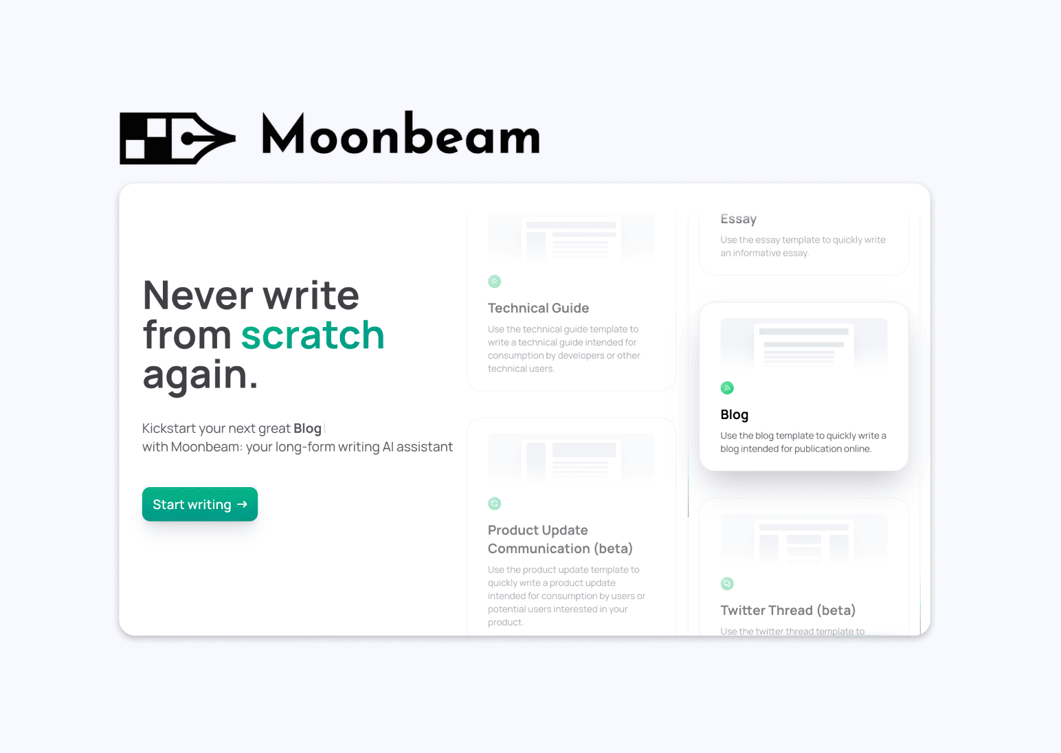 Moonbeam AI writing assistant