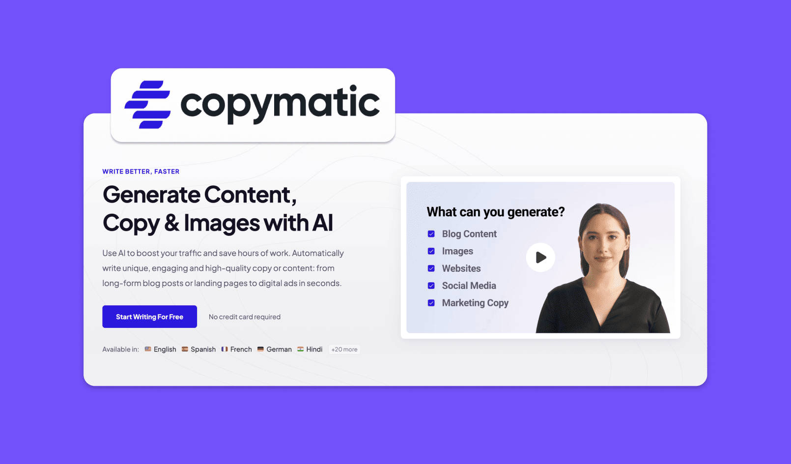 Copymatic - AI for writing and content creation